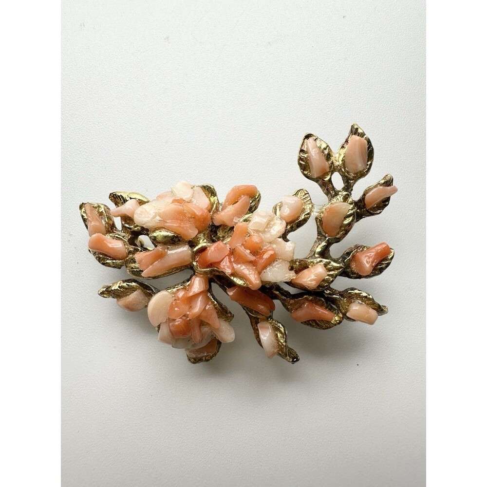 Vintage Hawaii Pele Collection Pink Coral Floral Pin By Francis Y